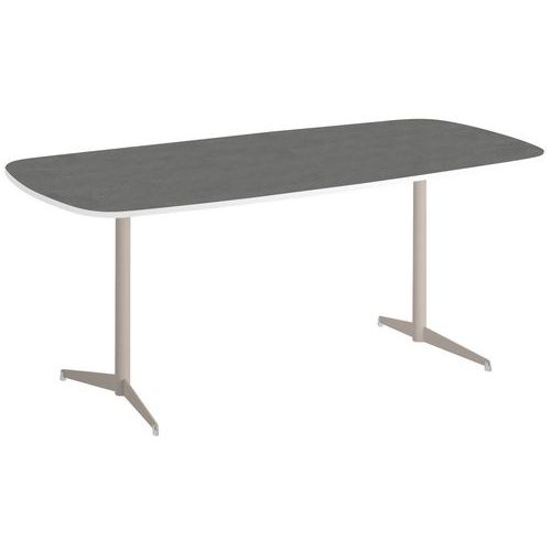 Table Tamaris Pl.métal Brossé/blanc Piet.sable/argent