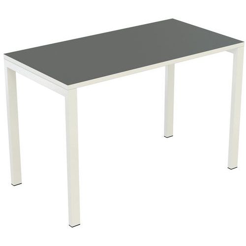 Meet By Paperflow - Bureau droit Easy Office 114x60cm - Plateau anthracite, pieds blancs - 75cm hauteur - Éco-responsable