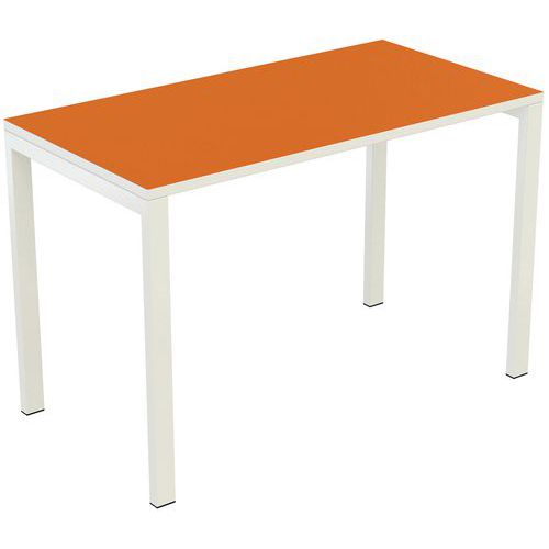 Bureau Easy Office 114x60cm Pied Blanc Plateau Orange