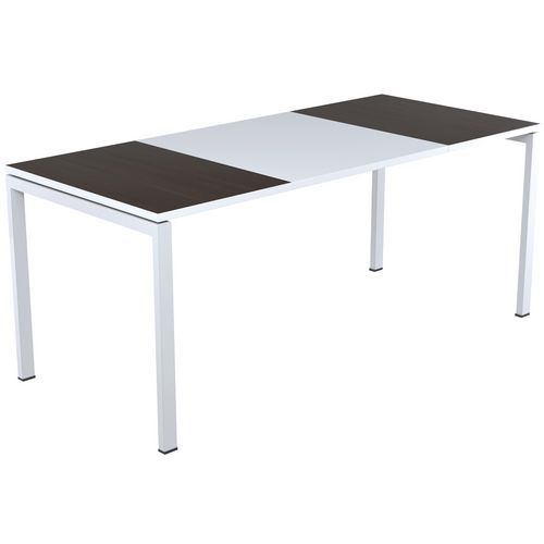 Bureau Easy Office 160x80cm Pied Blanc Plateau Blanc/wengé