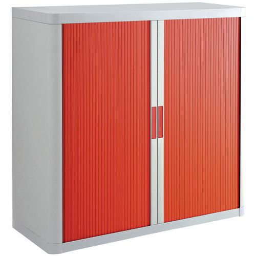 Armoire Ht. 104 Cm Corps Blanc Rideaux Rouge- Manutan Expert