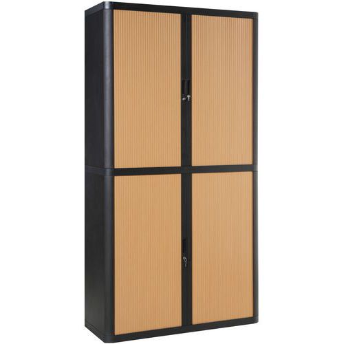 Armoire Easy Office Haut.204 Cm Corps Anthr. Rideaux Hêtre