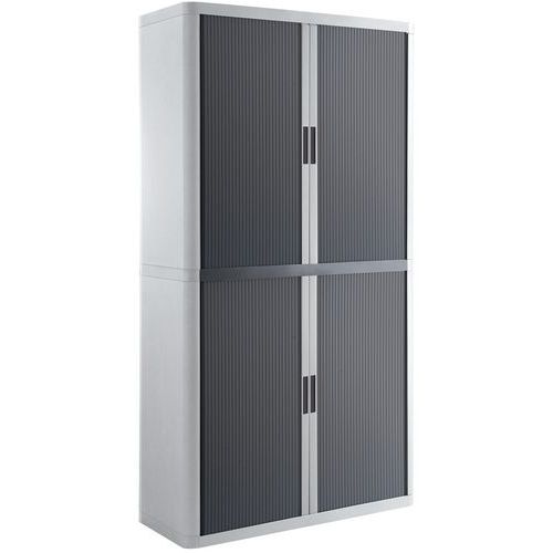 Armoire Easy Office Haut.204 Cm Corps Blanc Rideaux Anthr.