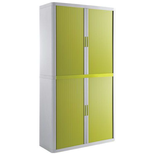 Armoire Easy Office Haut.204 Cm Corps Blanc Rideaux Vert