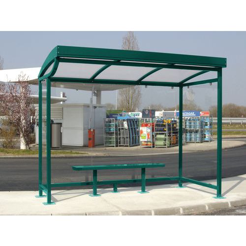 Abri Bus New Grand Lieu 3 X 160 M+1 Banc Metal 180 M Vert