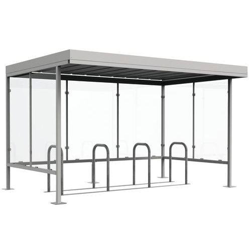 Abri Vélo/moto Beaulieu Vitré 3 Côtés 5x25 Gris Alu+ 1 Support