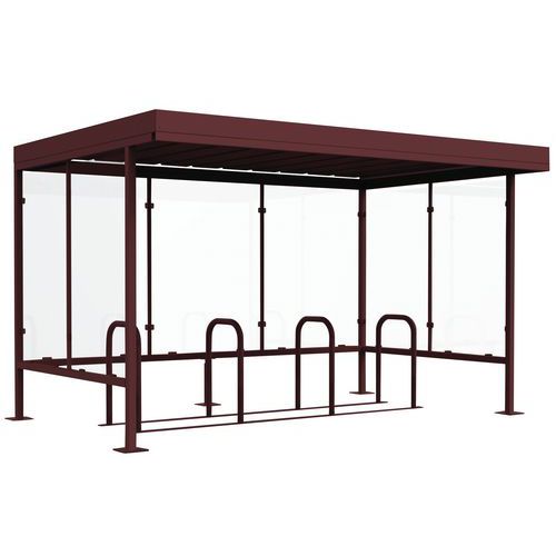 Abri Vélo/moto Beaulieu Vitré 3 Côtés 5x25 Bordeaux+ 1 Support