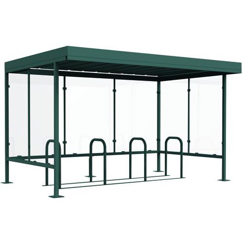 Abri Vélo/moto Beaulieu Vitré 3 Côtés 380x250 Vert+support
