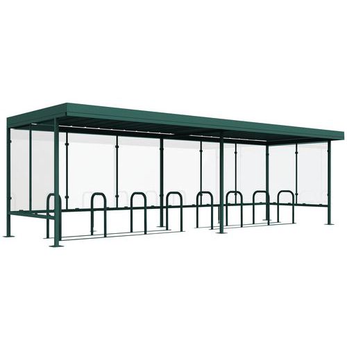 Abri Vélo/moto Beaulieu Vitré 3 Côtés 760x250 Vert+2 Supports