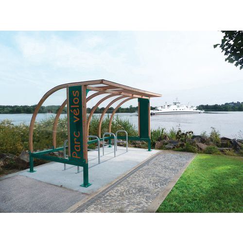 Abri Plus - Abri Vélos Bois de Cèdre 4x2.5m Vert - 2 Roues - Toiture Plexiglas - Éco-responsable