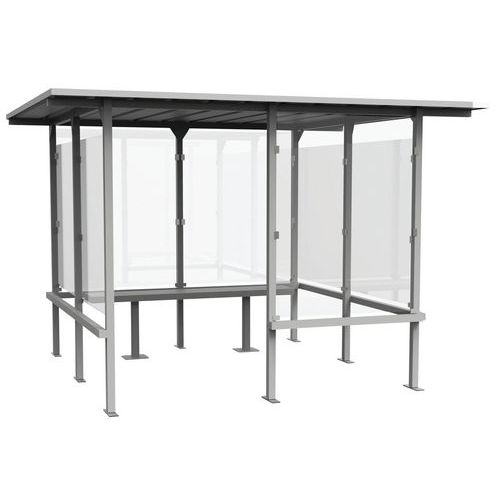 Abri Fumeurs Beaufortain 305x244+ Ret.1m+1 Banc 180 Gris Alu