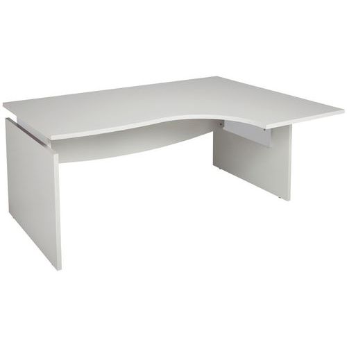 Simmob - Bureau asymétrique Linéo L. 160 cm retour à droite Blanc/Alu - Éco-responsable - Garantie 5 ans