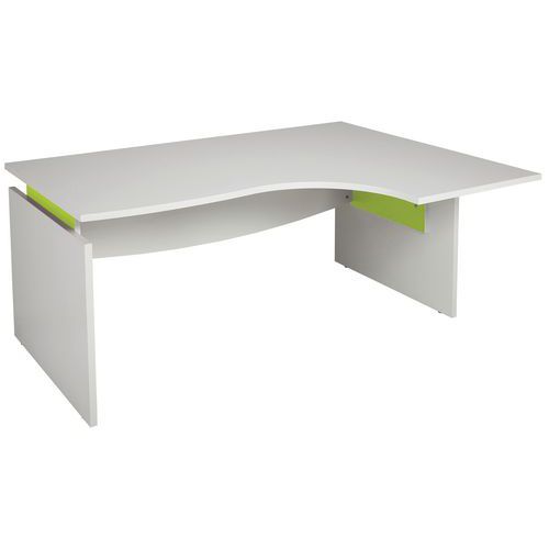 Simmob - Bureau asymétrique Linéo L.180 cm retour à droite Blanc/Anis - Éco-responsable - Garantie 5 ans