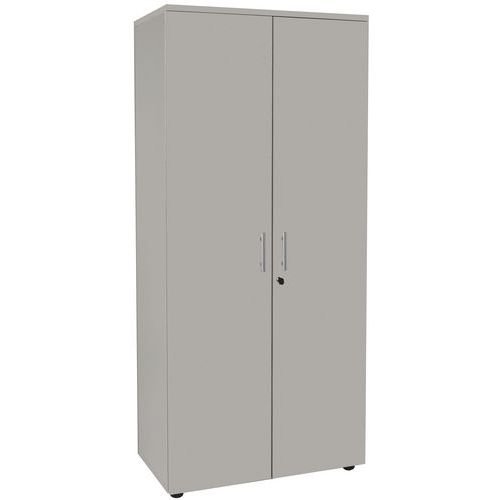 Armoire 2 Ptes Linéo 4 Tablettes Métal Haut. 180 Blanc/blanc