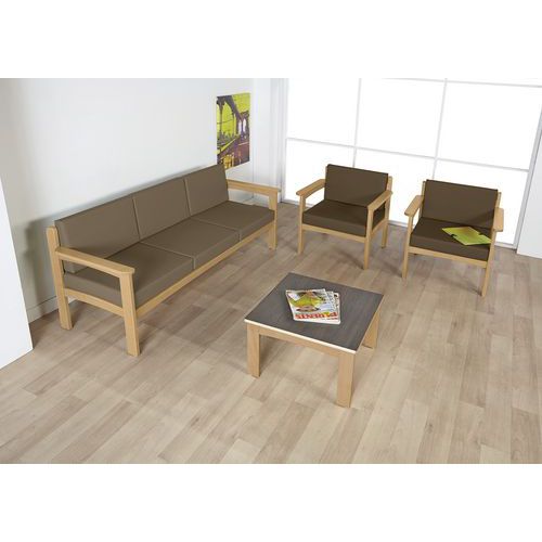 Pack Autize : 1 Canapé 3 Pl+2 Fauteuil Structure Naturel Pvc Terre