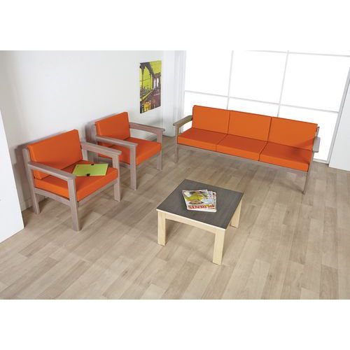 Pack Autize : 1 Canapé 3 Pl+2 Faut. Structure Taupe Pvc Orange