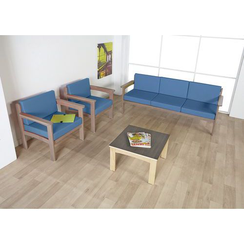 Pack Autize : 1 Canapé 3 Pl+2 Faut. Structure Taupe Pvc Pétrole
