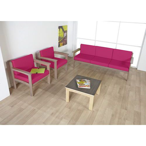 Pack Autize : 1 Canapé 3 Pl+2 Faut. Structure Taupe Pvc Fucshia