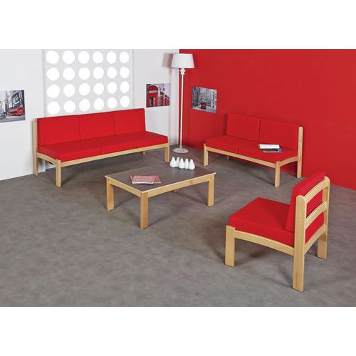 Pack Autize : Chauffeuse 3pl+2chauffeuses Structure Naturel Pvc Rouge