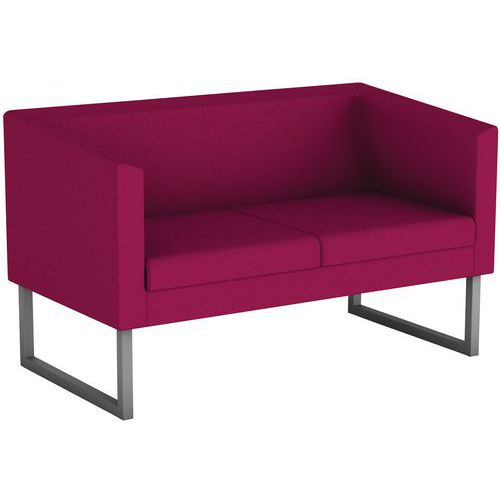 Sokoa - Canapé 2 places Punto Magenta - Tissu Polyester M1 - Piètement Métal - Éco-responsable