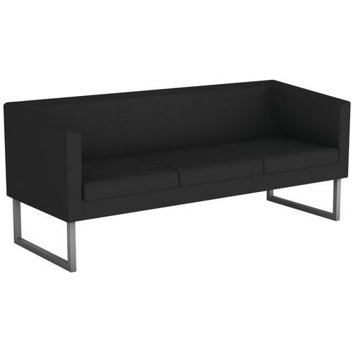Sokoa - Canapé 3 places Punto Noir - Pieds Métal M1 - Éco-responsable 50% recyclé