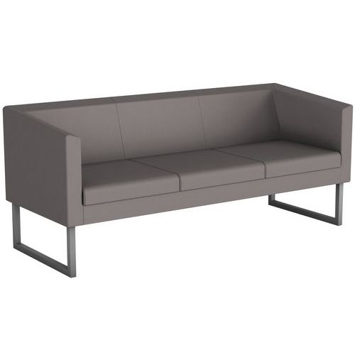 Canapé 3 Pl.punto Pied Métal Tissu 100% Polyester Gris Moyen