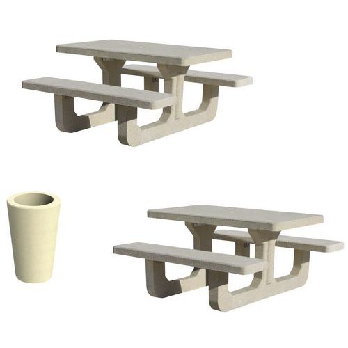 Pack 2 Tables Rio Ocre + 1 Poubelle 80 L Beige - Béton