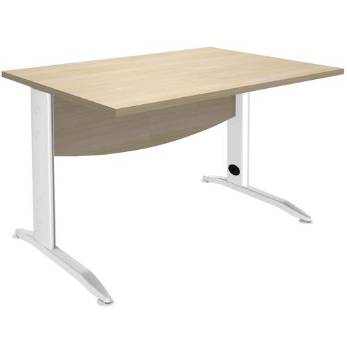 Simmob - Bureau droit Alma 120x80 Chêne/Blanc - Piétement Métal Blanc - Plateau Aggloméré Chêne - Éco-responsable - 5 ans Garantie