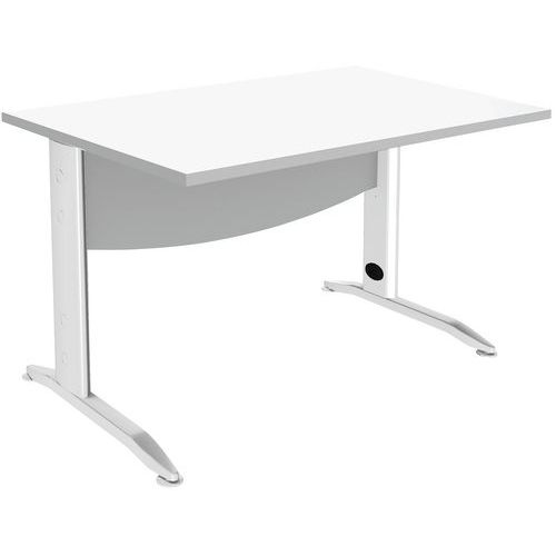Simmob - Bureau droit Alma 120x80 Blanc - Piétement Métal L - Plateau Aggloméré 25mm - Éco-responsable PEFC
