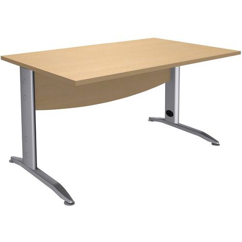 Simmob - Bureau droit Alma 140x80 Hêtre/Alu - 72.5x140x80 cm - Éco-responsable, PEFC