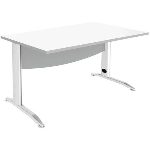 Simmob - Bureau droit Alma 140x80 Blanc/Blanc - Éco-responsable, PEFC, 5 ans garantie, Plateau 25mm