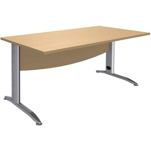 Simmob - Bureau droit Alma 160x80 Hêtre/Alu - Piétement Métal Gris - Plateau 25mm Mélaminé - Éco-responsable