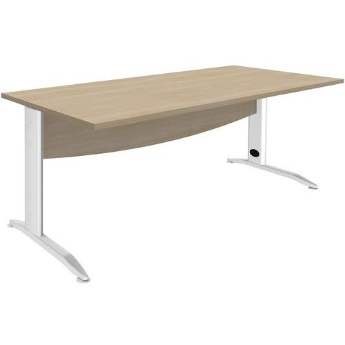 Simmob - Bureau droit Alma 180x80 Chêne/Blanc - Piétement Métal Blanc - Plateau Aggloméré 25mm - Éco-responsable