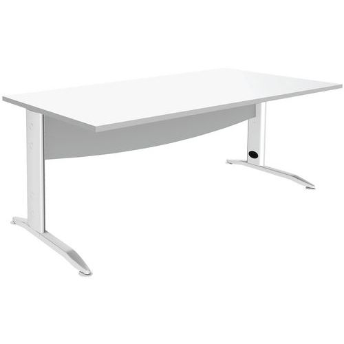 Simmob - Bureau droit Alma 180x80 Blanc/Blanc - Piétement Métal - Éco-responsable - 5 ans Garantie