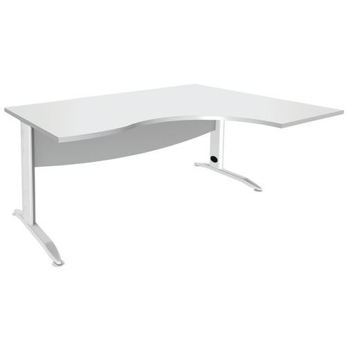 Simmob - Bureau asymétrique Alma 160x80 retour droit Blanc/Blanc - Éco-responsable 65% recyclé - Garantie 5 ans