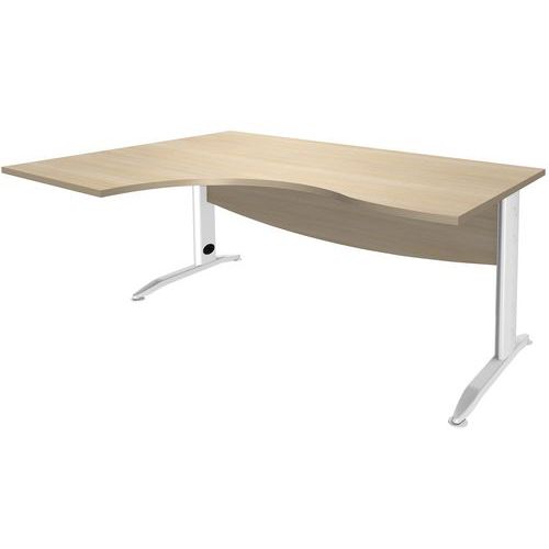Simmob - Bureau asymétrique Alma 160x80 Chêne/Blanc - Retour gauche - Éco-responsable - Garantie 5 ans