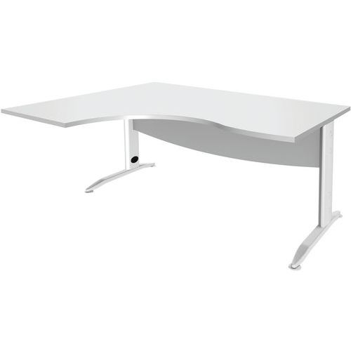 Simmob - Bureau asymétrique Alma 160x80 retour gauche Blanc/Blanc - Éco-responsable 65% recyclé - 5 ans garantie