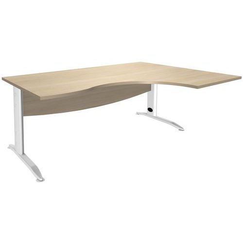 Simmob - Bureau asymétrique Alma 180x80 retour droit Chêne/Blanc - Éco-responsable - 72.5 cm hauteur - Idéal espace de travail