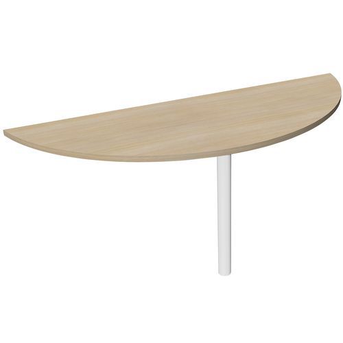 Simmob - Bureau demi-lune Alma L163xP60 Chêne/Blanc - Pied central métal - Éco-responsable