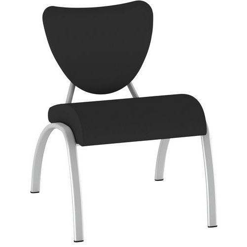 Sokoa - Chauffeuse Ainhoa 1 place tissu noir - Piètement métal gris - Assise 42cm - Éco-responsable