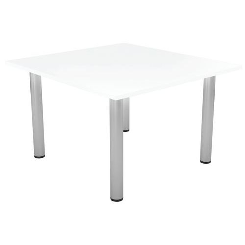 Tab. Conf. Elga Pied Tube 120x113 Cm Plt Mélaminé Blanc/alu