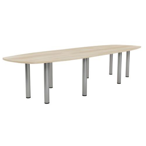 MBA - Table de réunion Elga rectangulaire 360x113 cm - Plateau Acacia stratifié, Pied aluminium - Éco-responsable