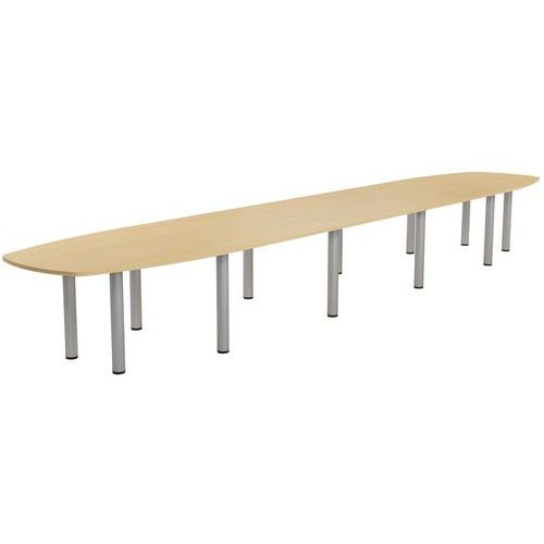 MBA - Table de réunion Elga rectangulaire 600x113 cm Hêtre/alu - Pied tulipe - Éco-responsable