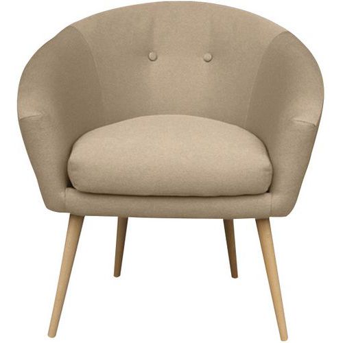 MMP - Fauteuil d'accueil Armand Tissu Ficelle Beige - 1 Place - Confort Espace Détente - Pieds Hêtre Massif