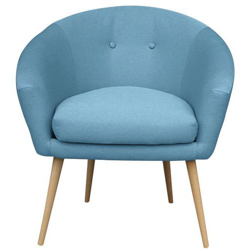 MMP - Fauteuil d'accueil Armand Tissu Océan - 1 Place - Bois Massif - Confort Espace Détente