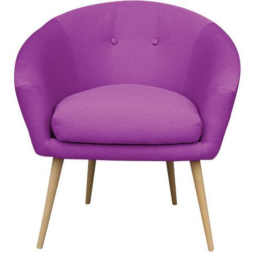 MMP - Fauteuil d'accueil Armand Tissu Fuchsia - 1 Place - Bois Massif - Confort Espace Détente