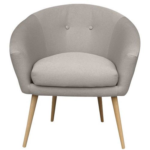 MMP - Fauteuil d'accueil Armand Tissu Gris Clair - Espace Détente Confortable - 1 Place - Hêtre