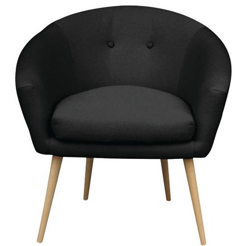 MMP - Fauteuil d'accueil Armand Tissu Noir - Bois Massif Hêtre - 1 Place - Confort & Design