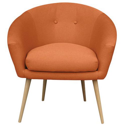 MMP - Fauteuil d'accueil Armand Orange - Tissu Polyester Hêtre - 1 Place - Espace Détente - Design Confortable
