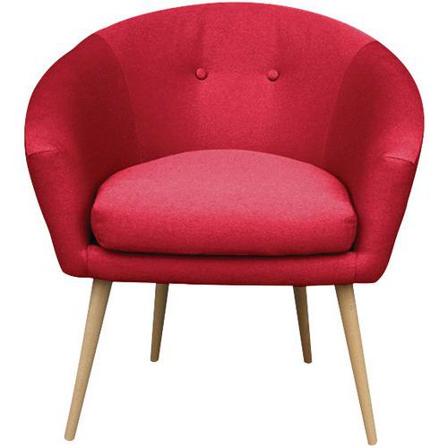 MMP - Fauteuil d'accueil Armand Tissu Rouge - 1 Place - Confort et Design - Idéal Espace Détente